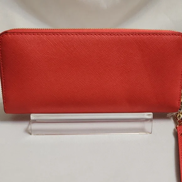 Michael Kors Jet Set Travel Continental Leather Coral Reef Wallet - Picture 3 of 10